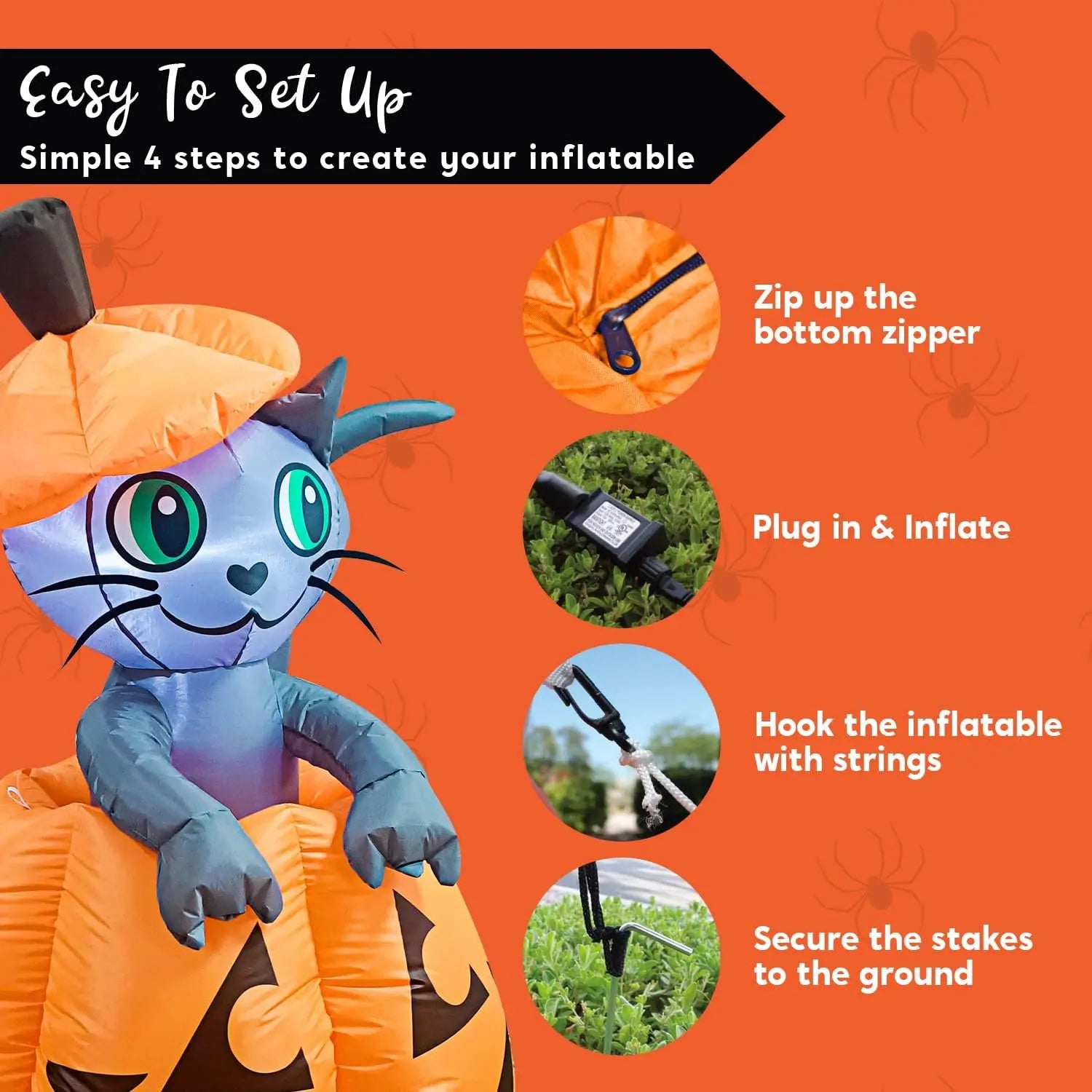 Mroace Animated Halloween Inflatable Cat And Pumpkin Decoration