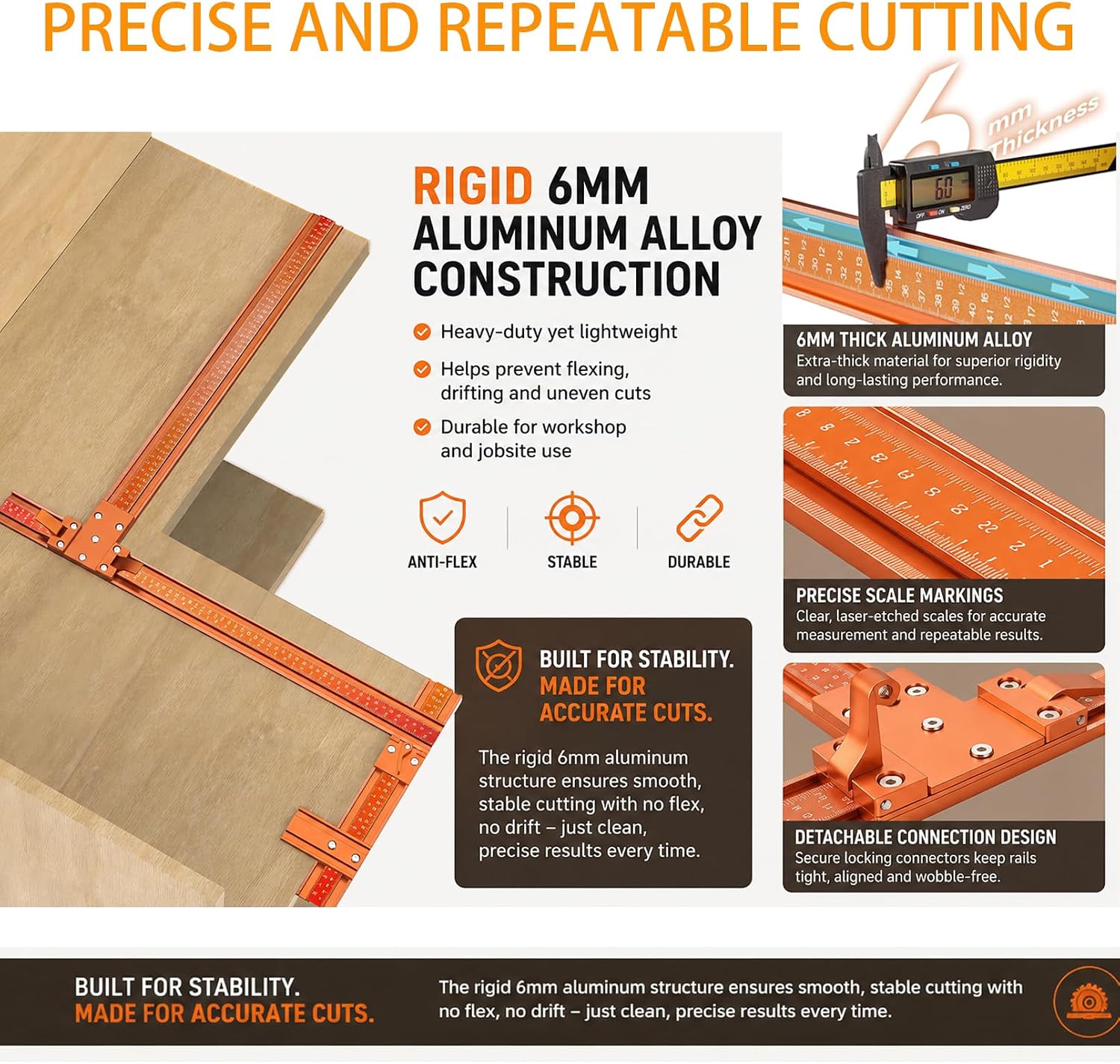 Mroace Aluminum Alloy Circular Saw Guide Rail