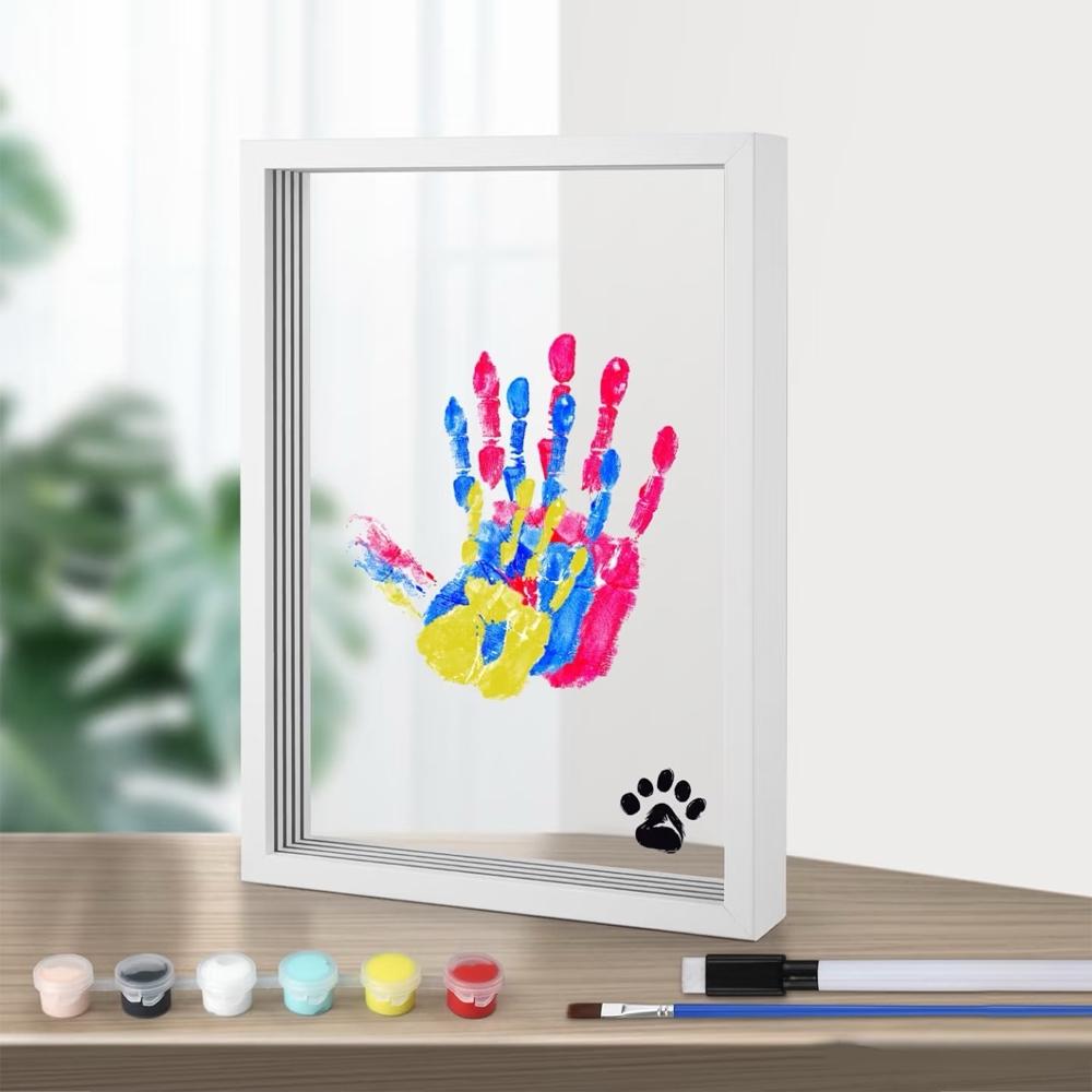 Mroace Wooden Transparent DIY Family Handprint Photo Frame Set