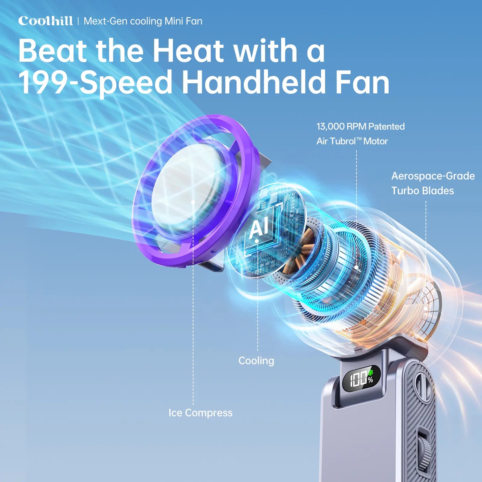 Mroace Portable fan Handheld High Speed Fan