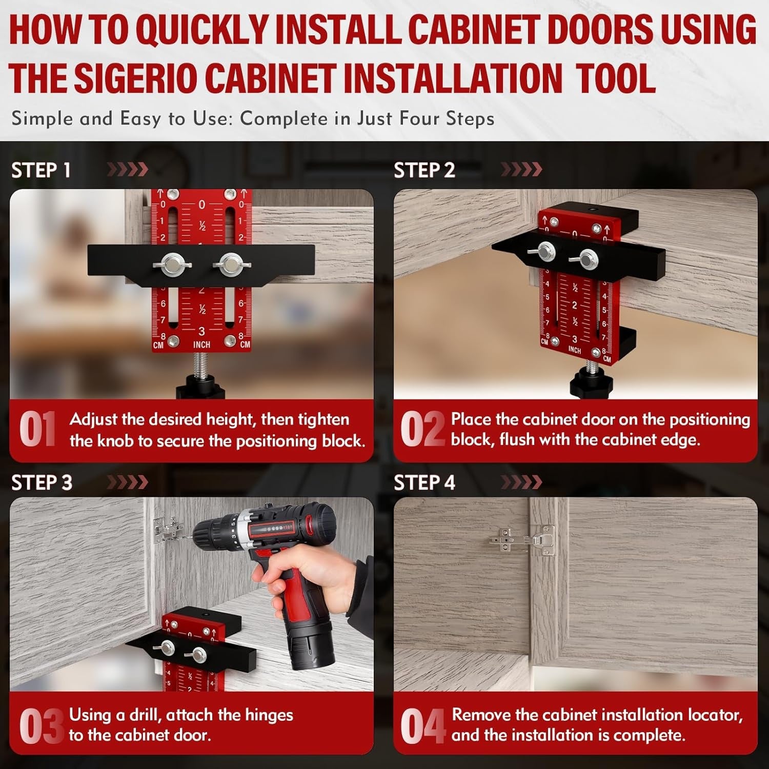 Mroace Aluminum Alloy Adjustable Cabinet Door Mounting Jig