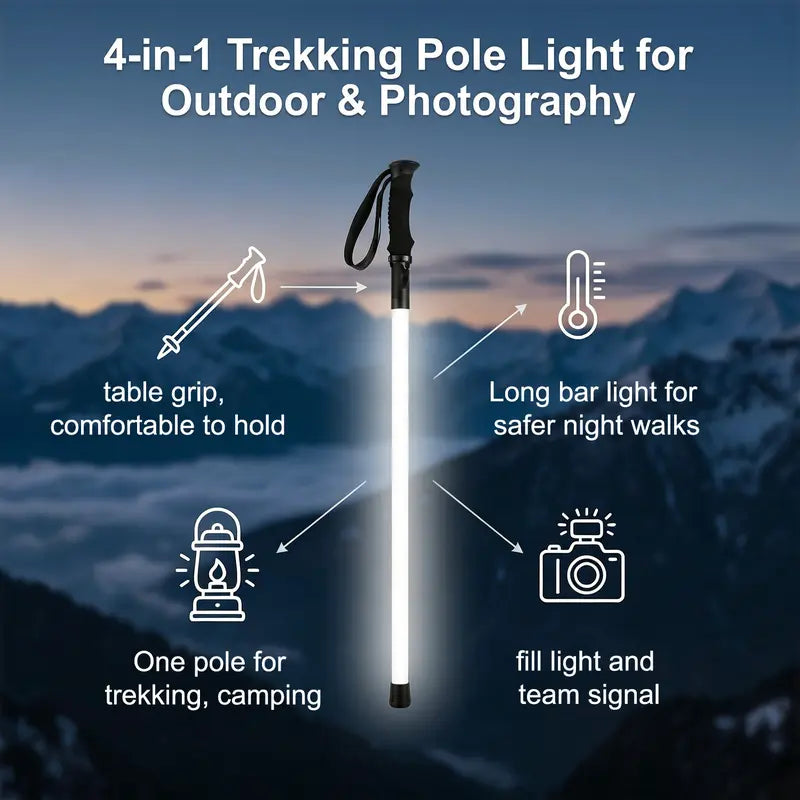 Mroace LED Light Trekking Pole with Adjustable Aluminum Shaft