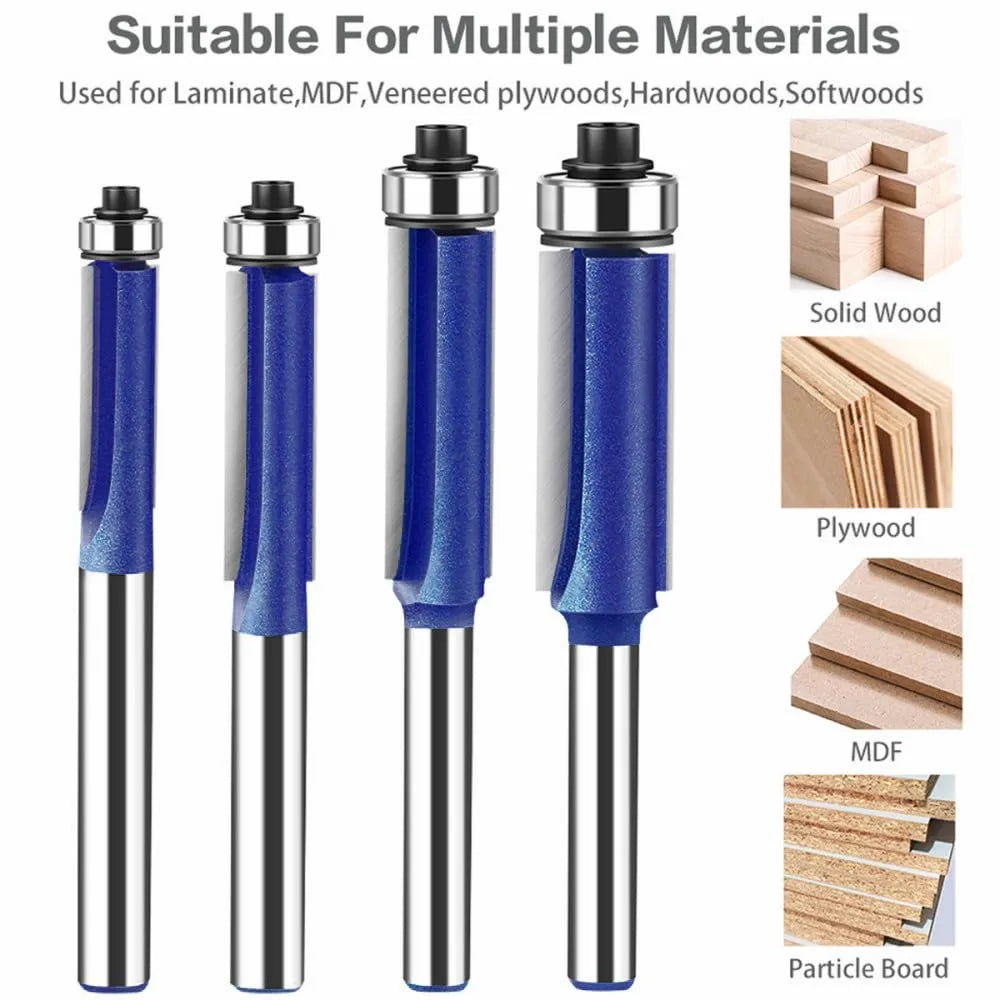 Mroace 4PCS Flush Trim Router Bit Set Shank