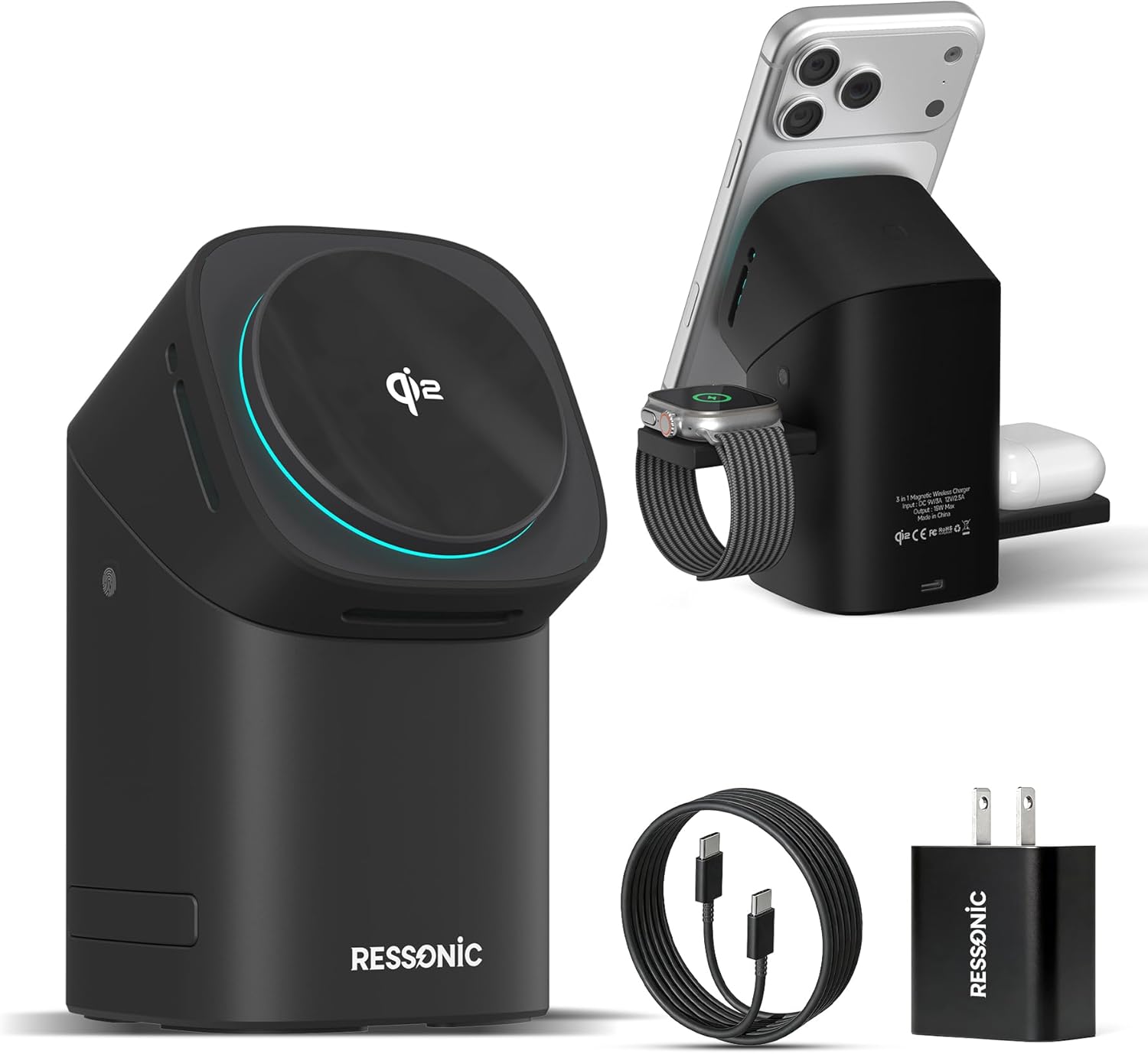 Mroace 3 in 1 Wireless Charging Station for Apple & Samsung
