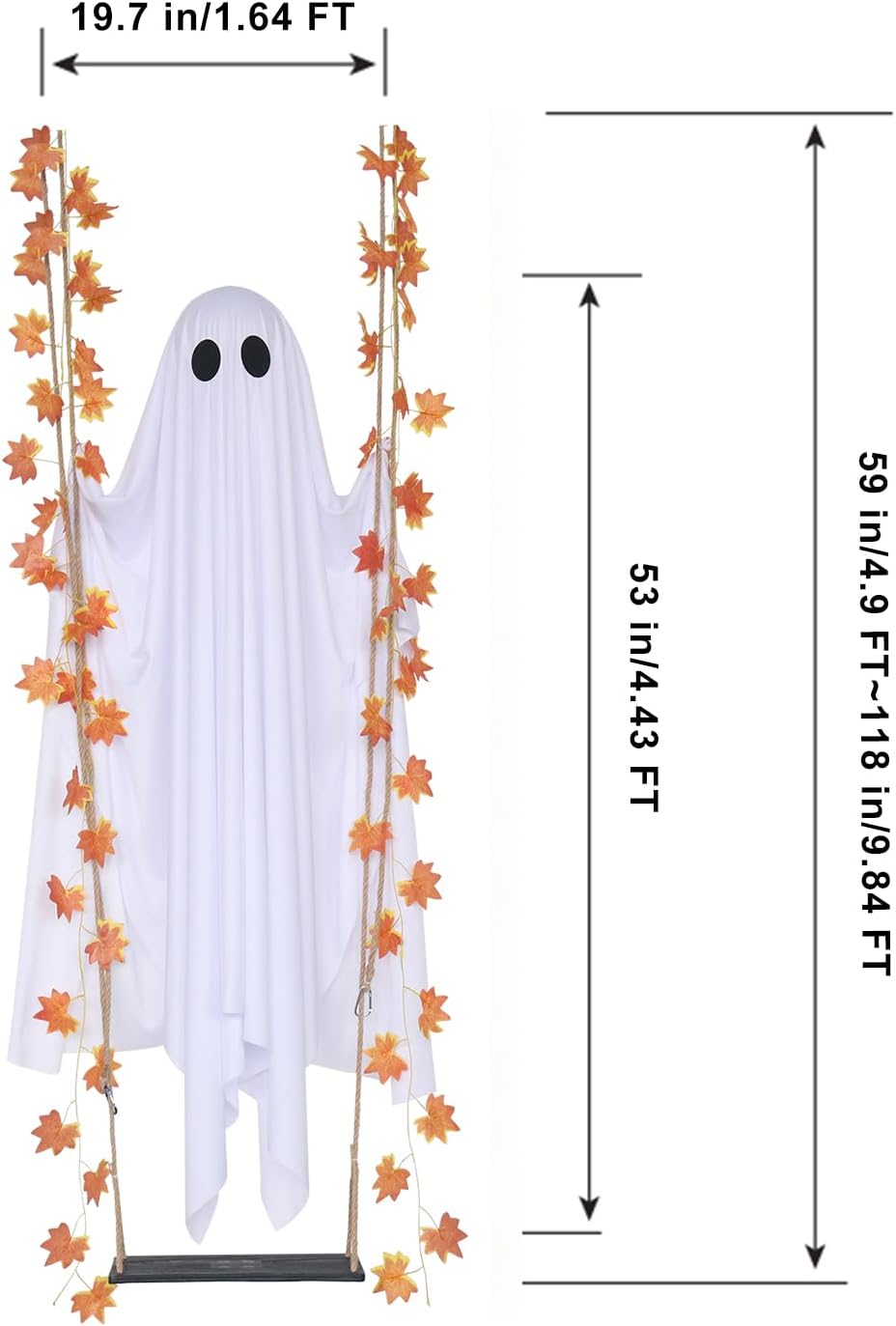 Mroace Swinging Ghost Halloween Decoration - 4.4FT