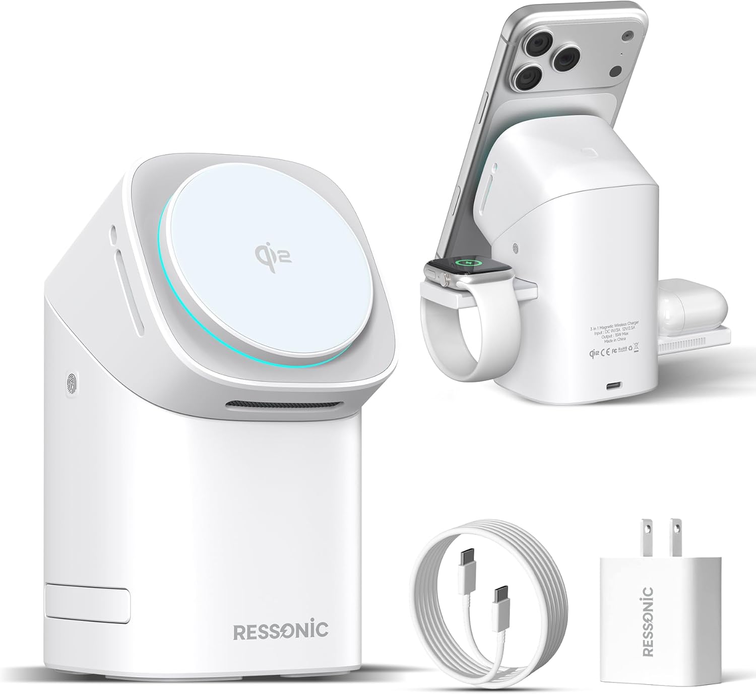 Mroace 3 in 1 Wireless Charging Station for Apple & Samsung