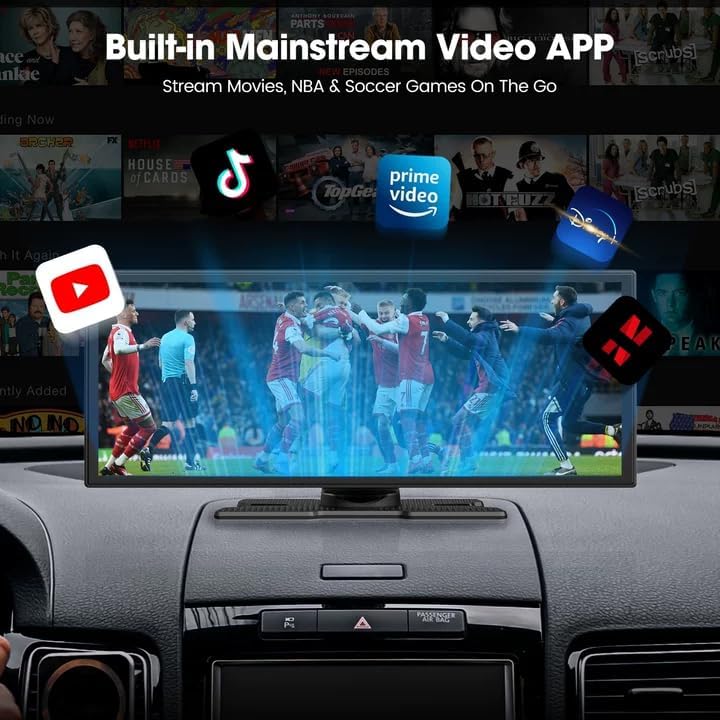 Mroace Upgraded 11'' Wireless CarPlay Screen with 4K Dash Cam & 1080P Display