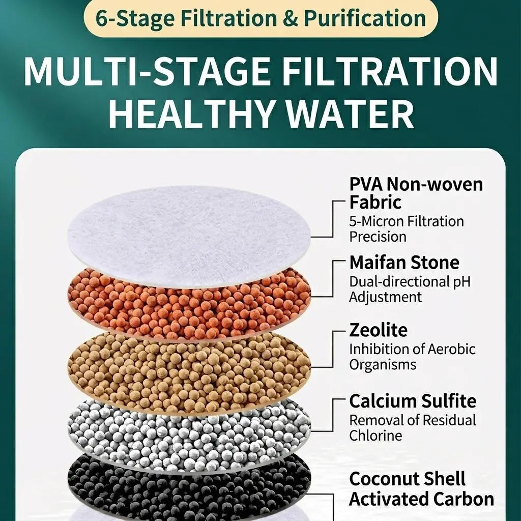 Mroace 6-Layer Faucet Water Filter with Anti-Splash Nozzle