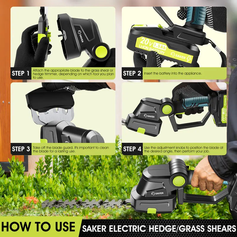 Mroace Handheld 2-in-1 20V Cordless Shrub Trimmer