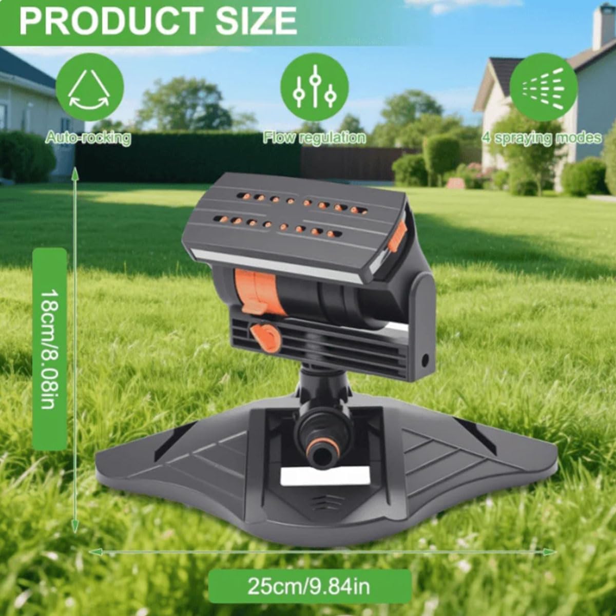 Mroace Wide-Coverage Adjustable Oscillating Lawn Sprinkler