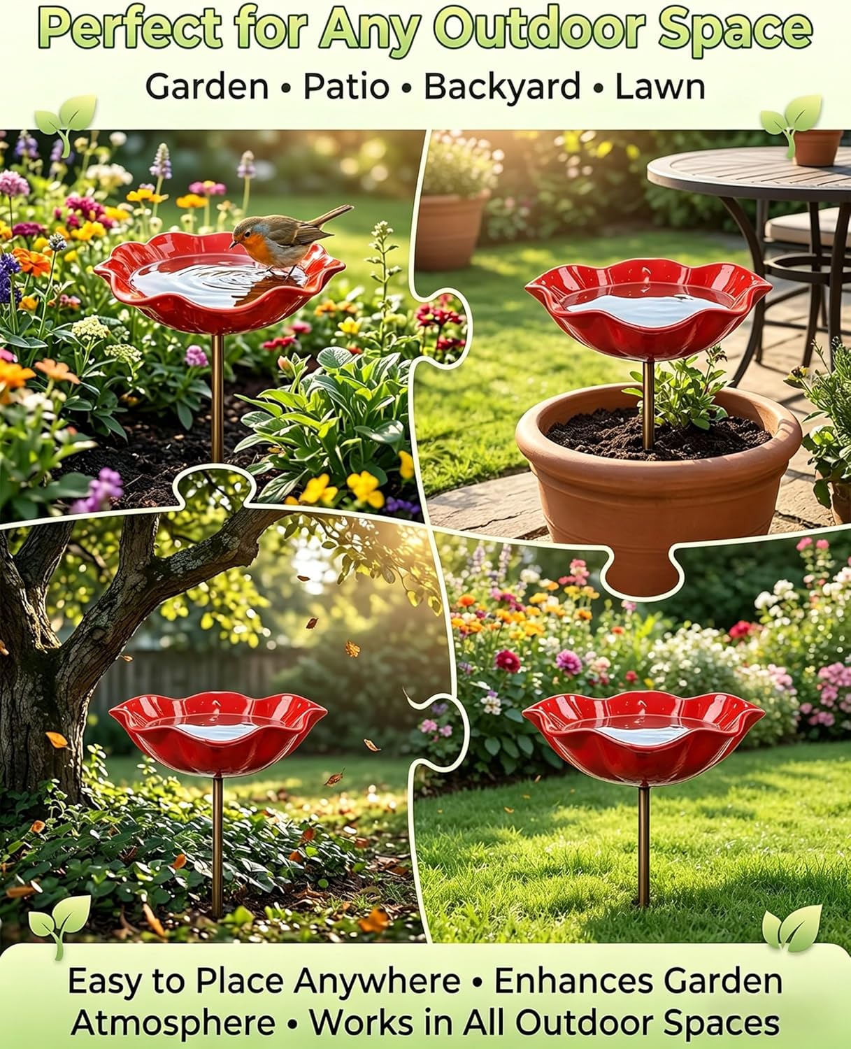 Mroace Decorative Handmade Metal Flower Bird Feeder Garden Stake