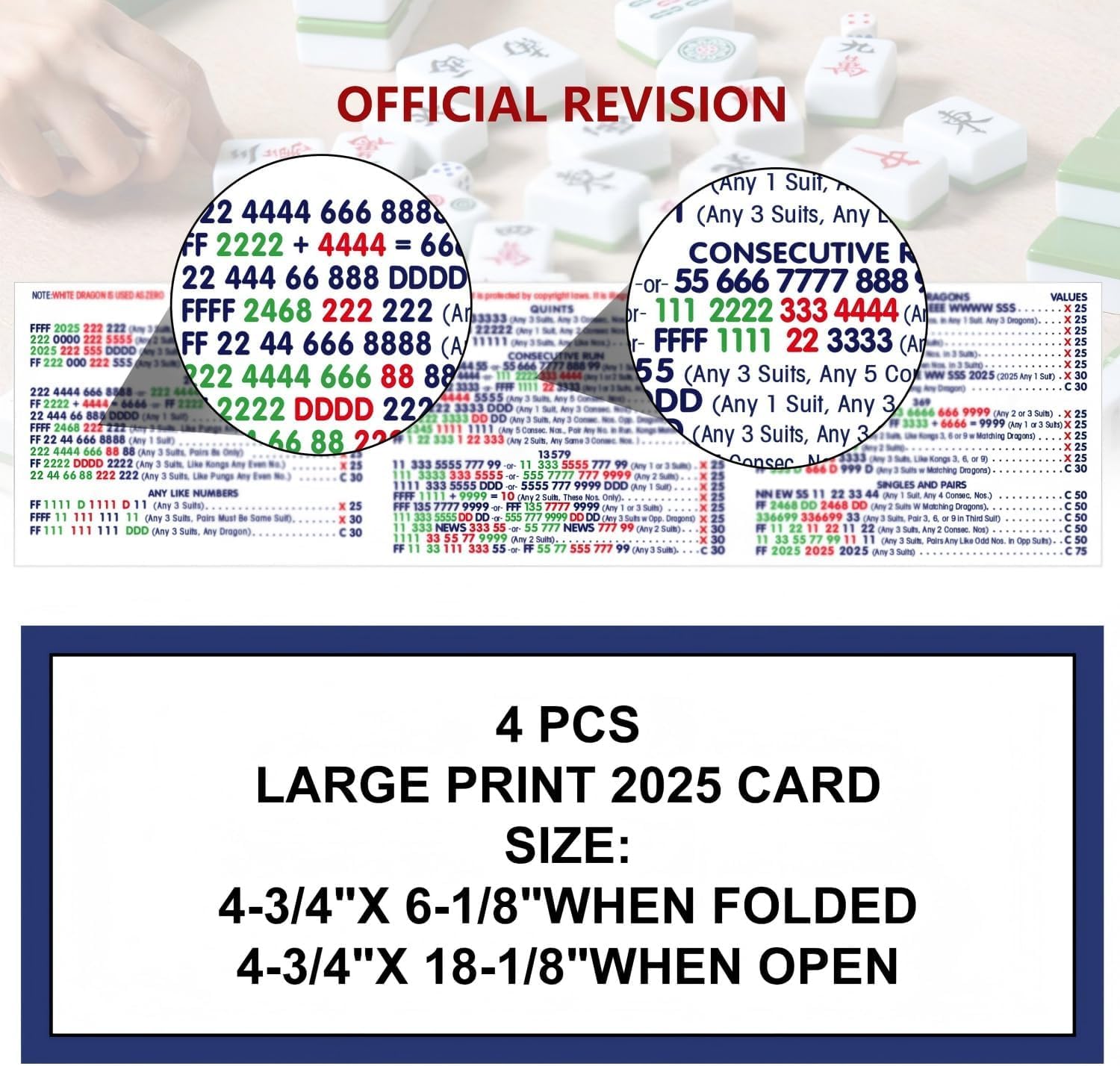 Mroace Mahjong Cards 2026 4-Pack (4pcs)
