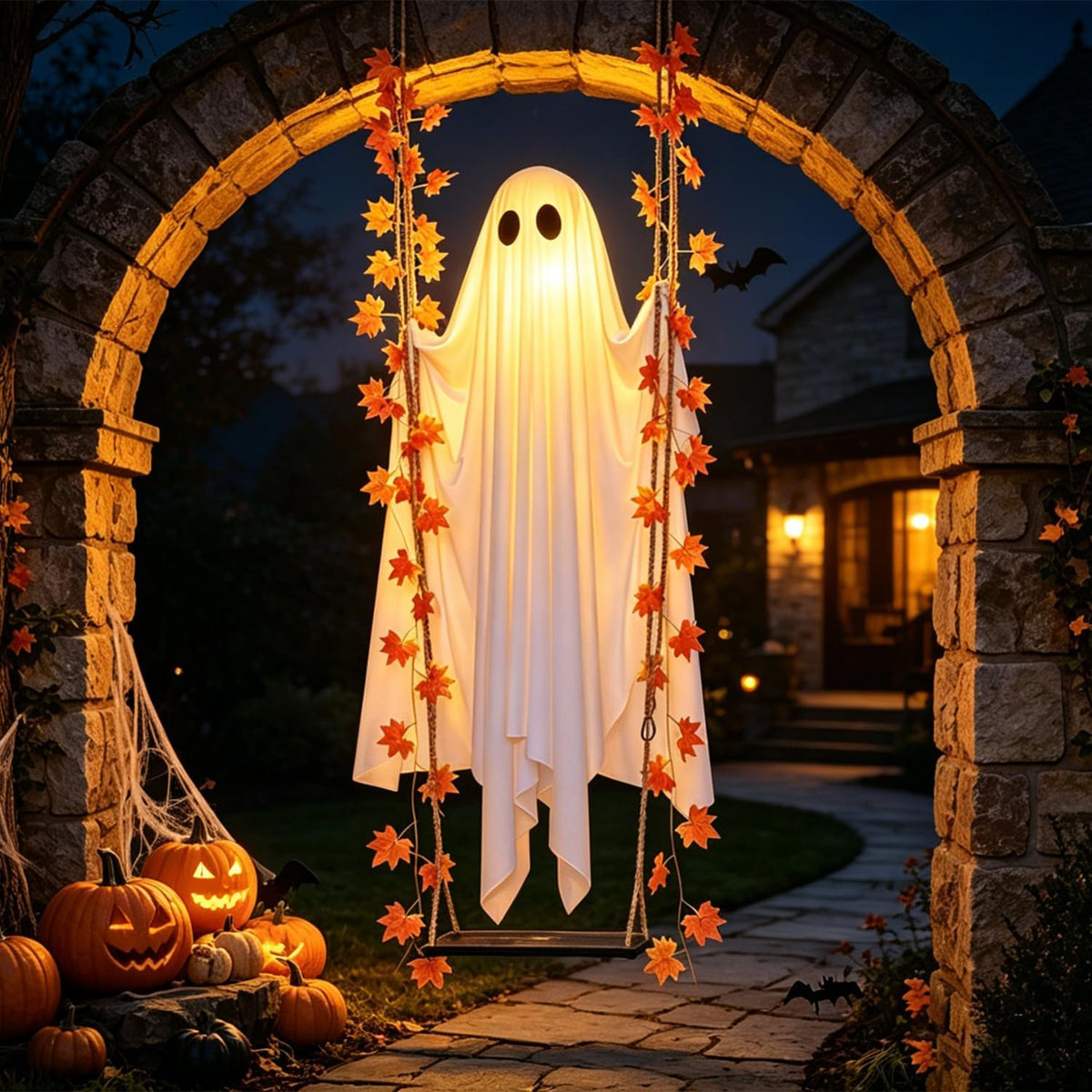 Mroace Swinging Ghost Halloween Decoration - 4.4FT