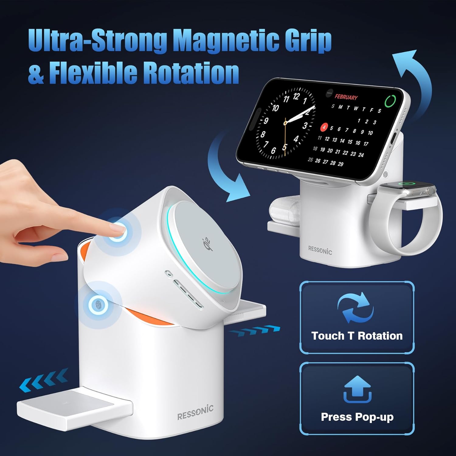 Mroace 3 in 1 Wireless Charging Station for Apple & Samsung