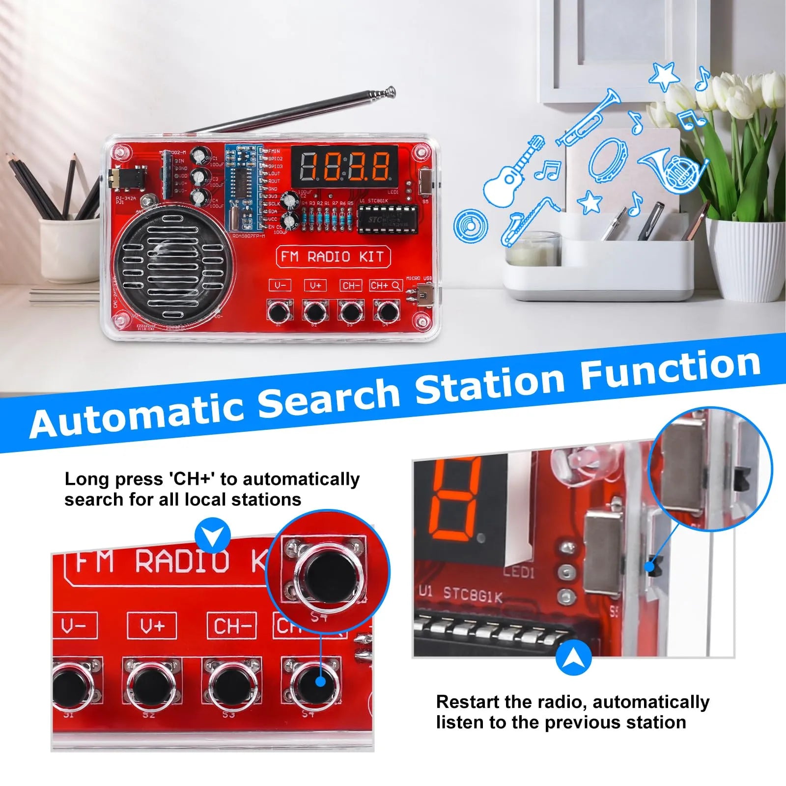 Mroace Portable FM Radio Soldering Project Kit