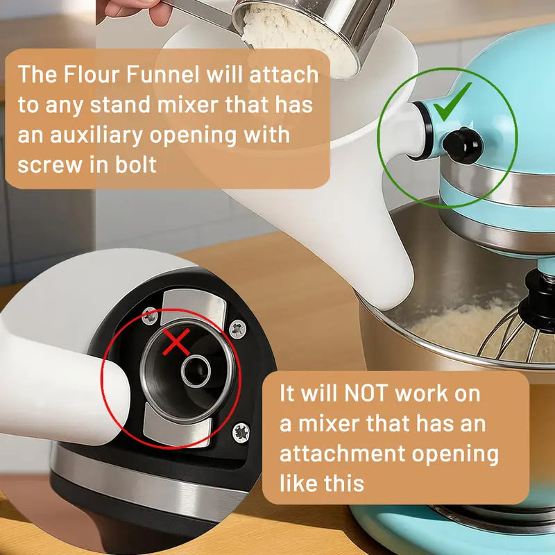 Mroace Easy Pour Flour Funnel for Tilt Head Stand Mixers