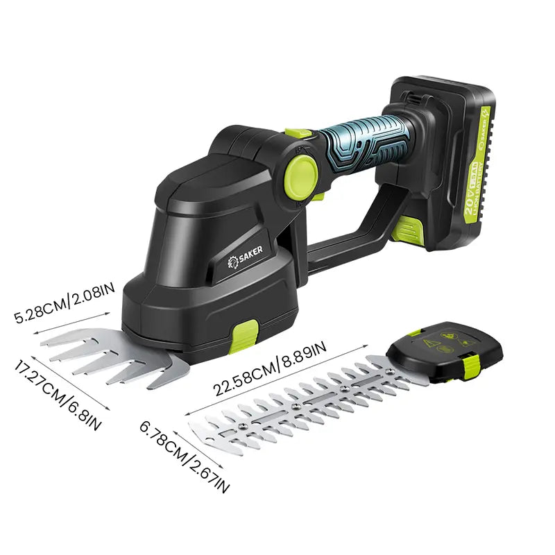 Mroace Handheld 2-in-1 20V Cordless Shrub Trimmer