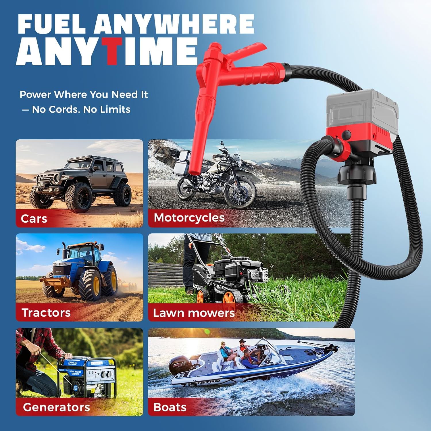 Mroace 5-GPM Dual-Battery Compatible Cordless Fuel Transfer Pump