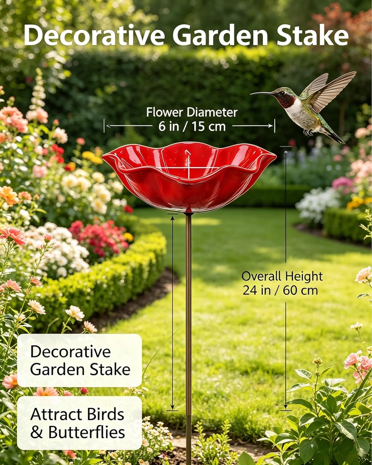 Mroace Decorative Handmade Metal Flower Bird Feeder Garden Stake