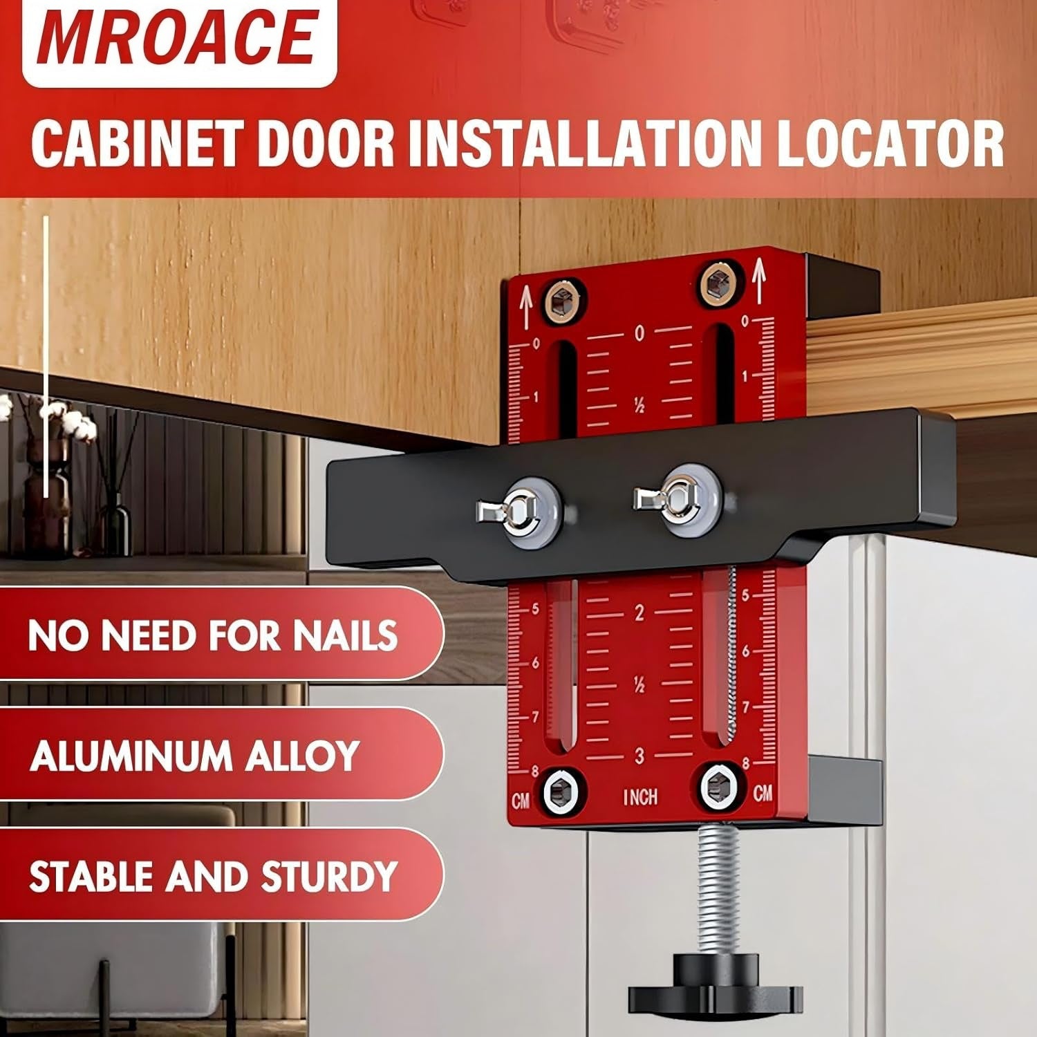 Mroace Aluminum Alloy Adjustable Cabinet Door Mounting Jig