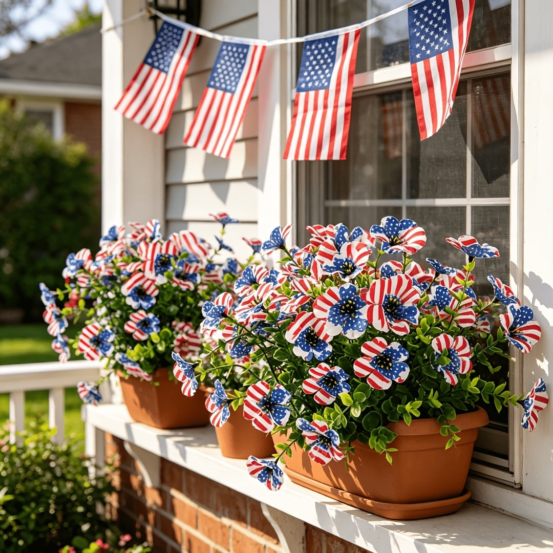 Mroace Patriotic Red White Blue Artificial Flowers