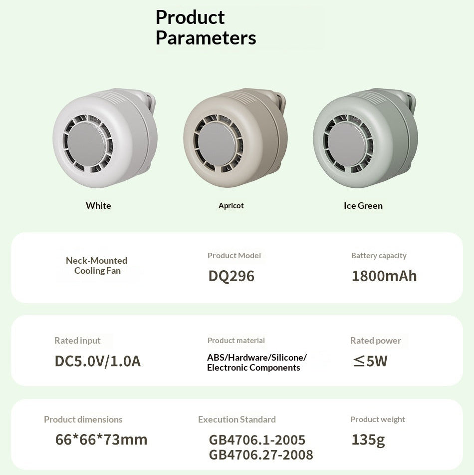 2026 New Portable Neck Cooling Fan, Mini Personal Fan with Rain-Clamping, Hands-Free for Desktop Outdoor Travel
