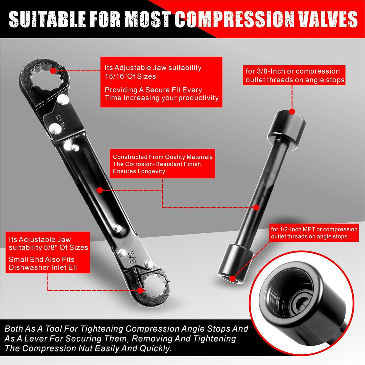 Mroace Angle Stop Plumbing Wrench Kit