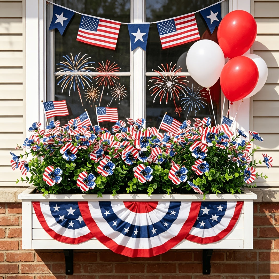 Mroace Patriotic Red White Blue Artificial Flowers