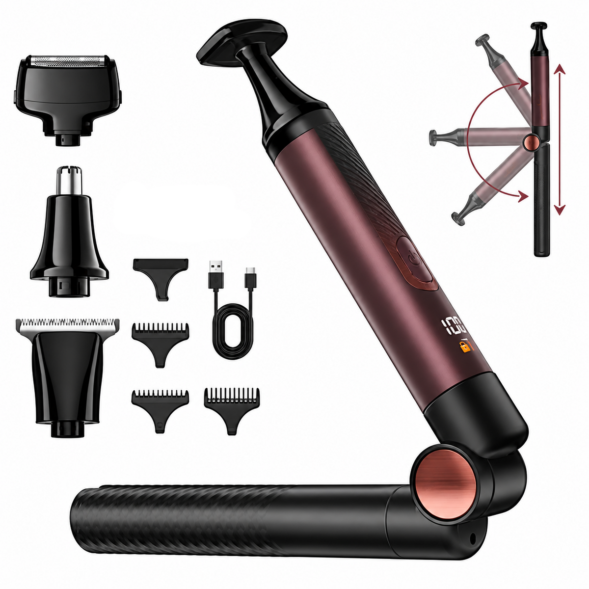 Mroace Waterproof Long Handle Body Grooming Trimmer