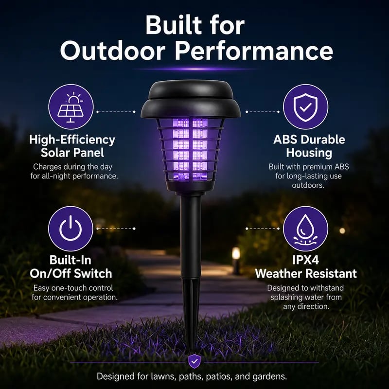 Mroace Solar Mosquito Zapper Light – Outdoor Garden Stake Lamp, UV Insect Killer & Solar Pathway Light