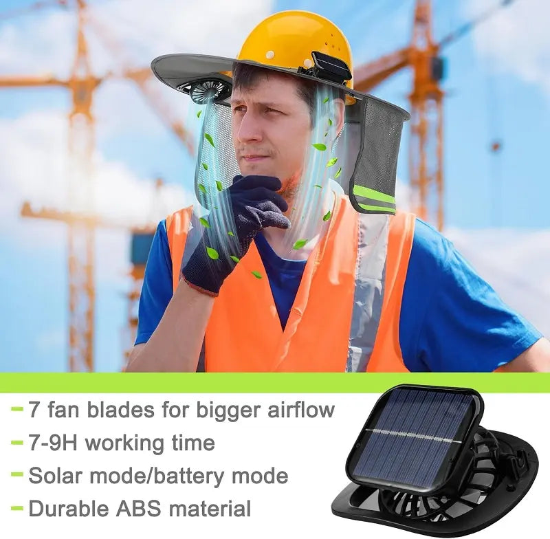 Mroace Dual Solar Cooling Fan Sun Visor for Hard Hats