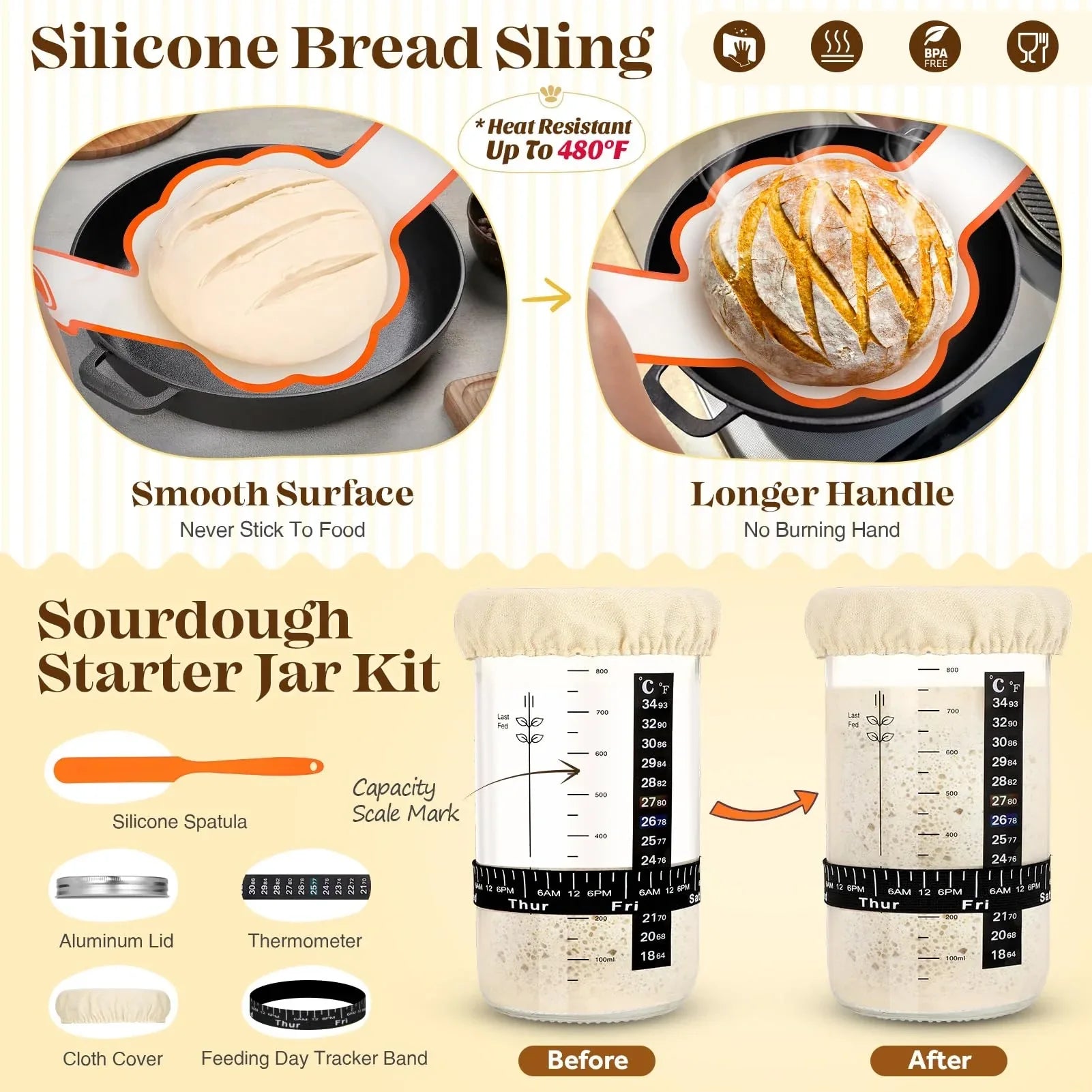 Mroace Bread Proofing Basket Sourdough Baking Kit - MROACE