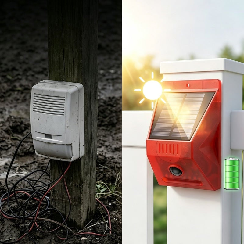 Mroace Solar Powered Sound and Light Motion Alarm