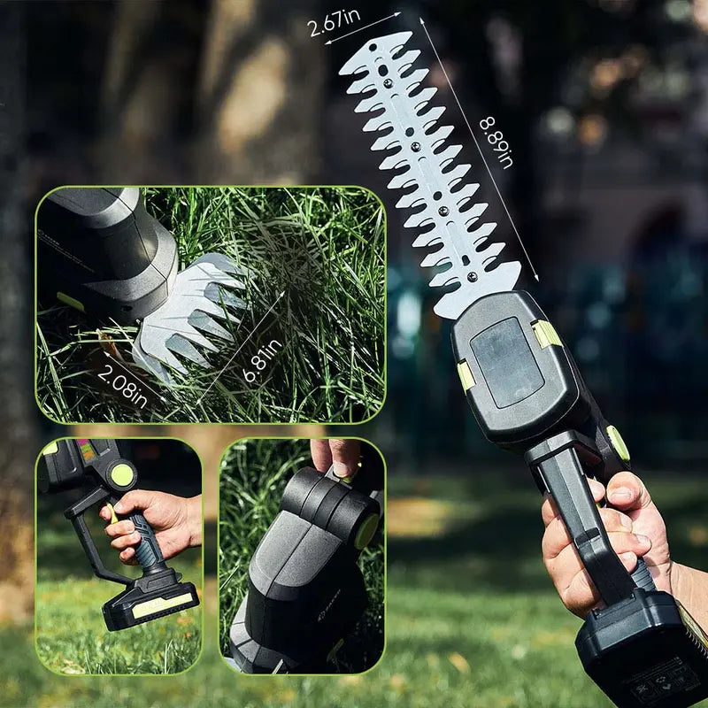 Mroace Handheld 2-in-1 20V Cordless Shrub Trimmer