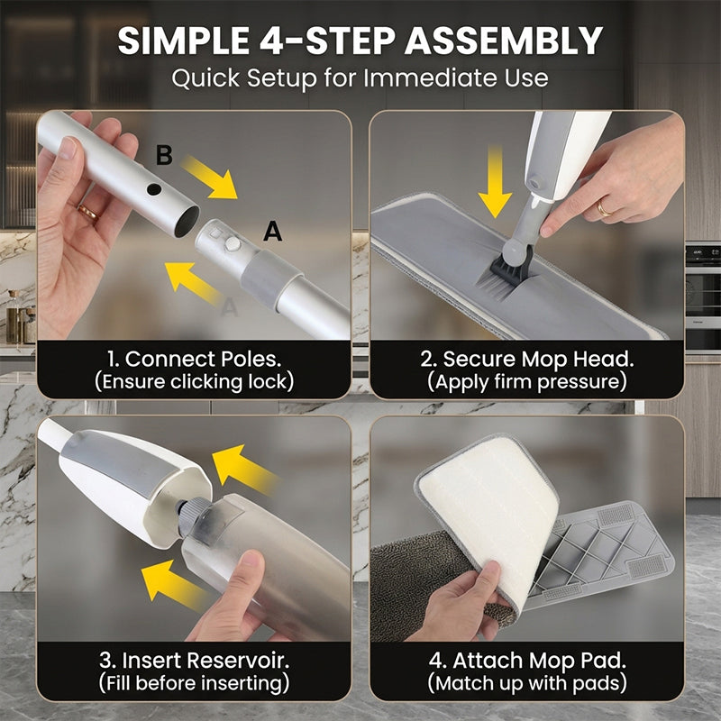Mroace Microfiber Spray Mop With Washable Pads