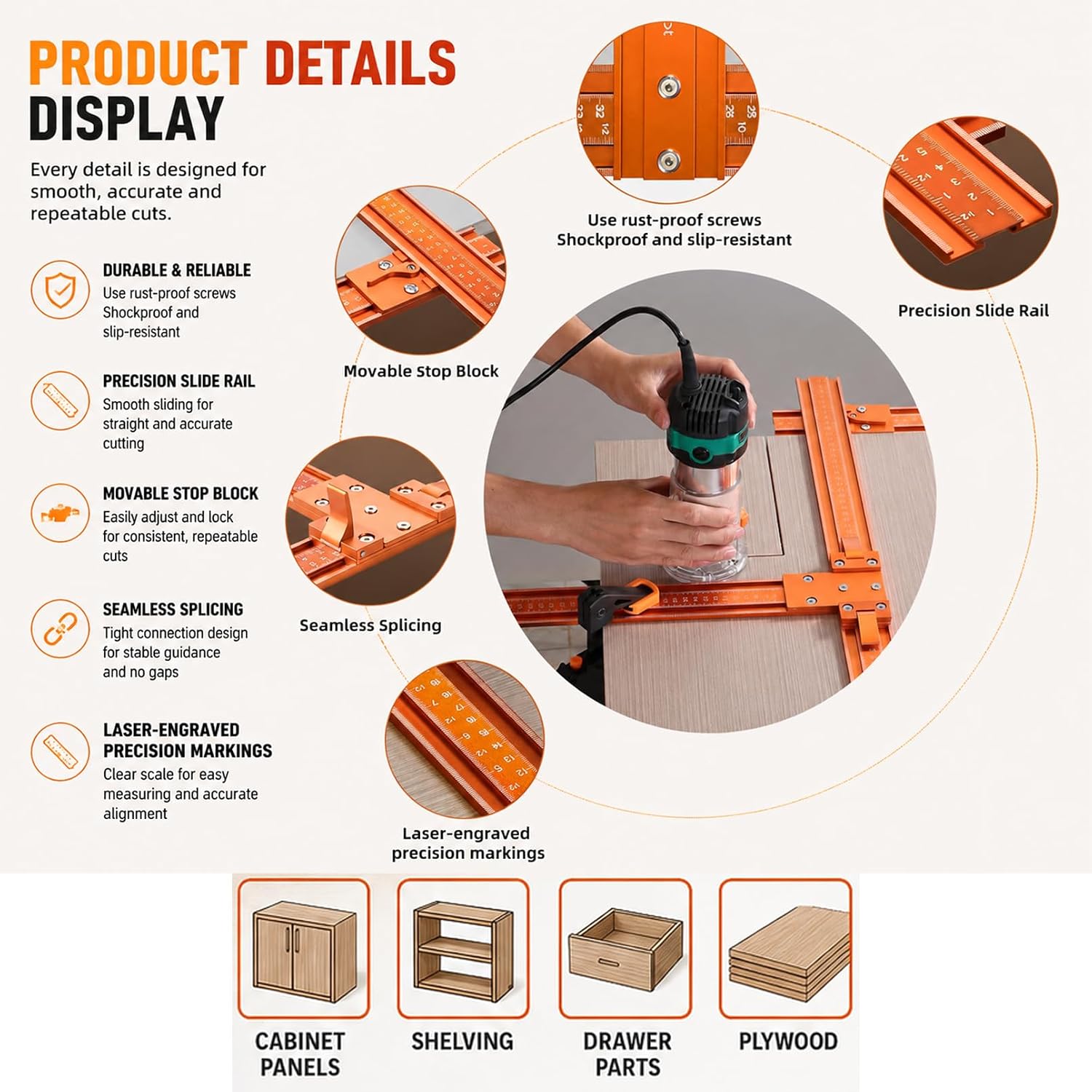 Mroace Aluminum Alloy Circular Saw Guide Rail