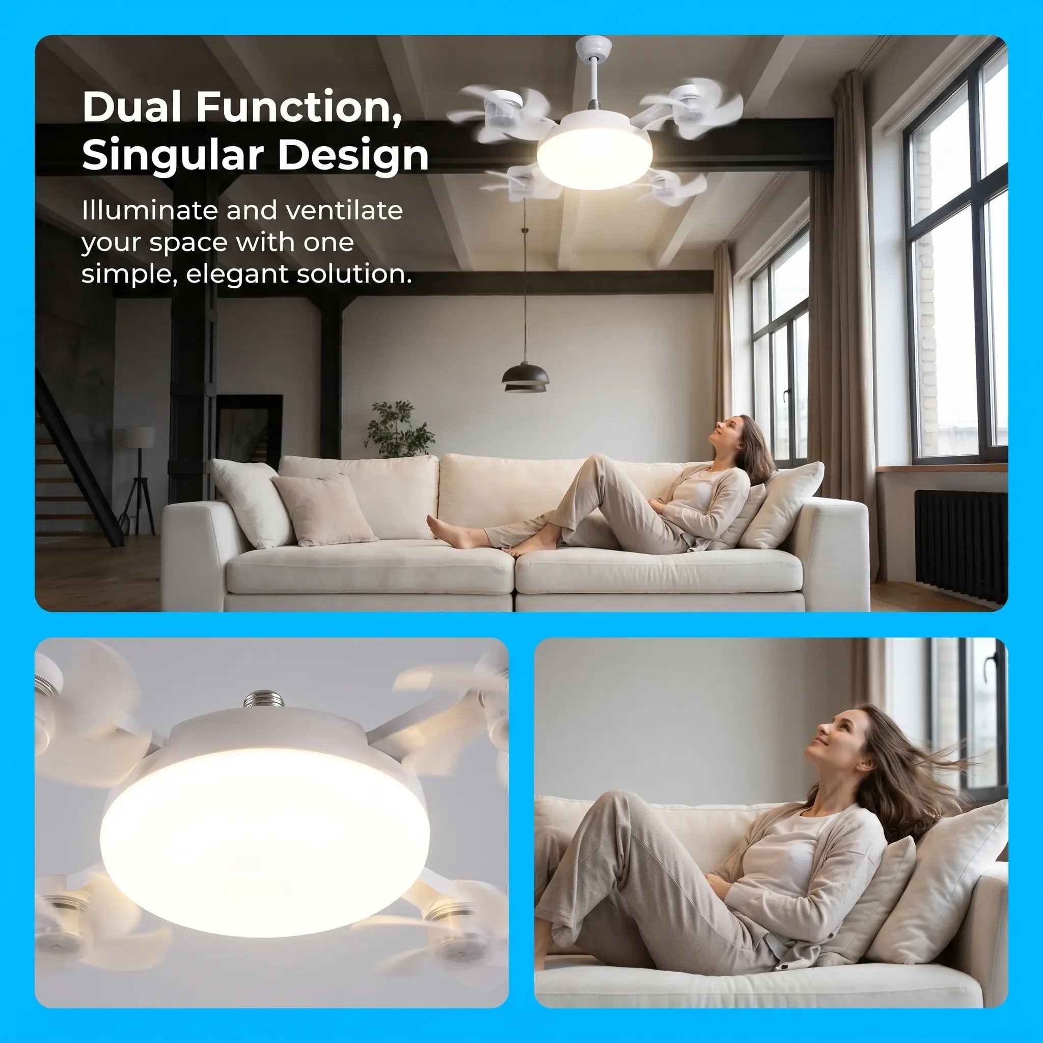 Mroace Light-Silent LED Ceiling Fan with Remote