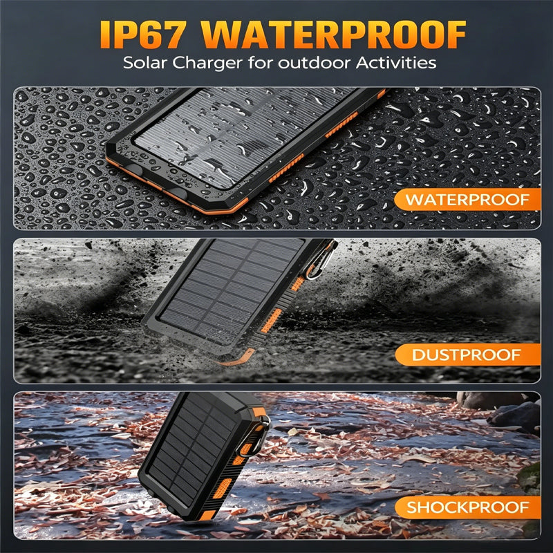 Mroace Portable Solar Power Bank With Flashlight