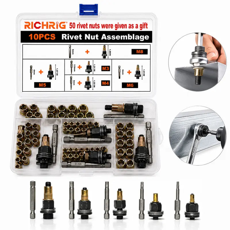 Mroace Carbon Steel Rivet Nut Tool Kit