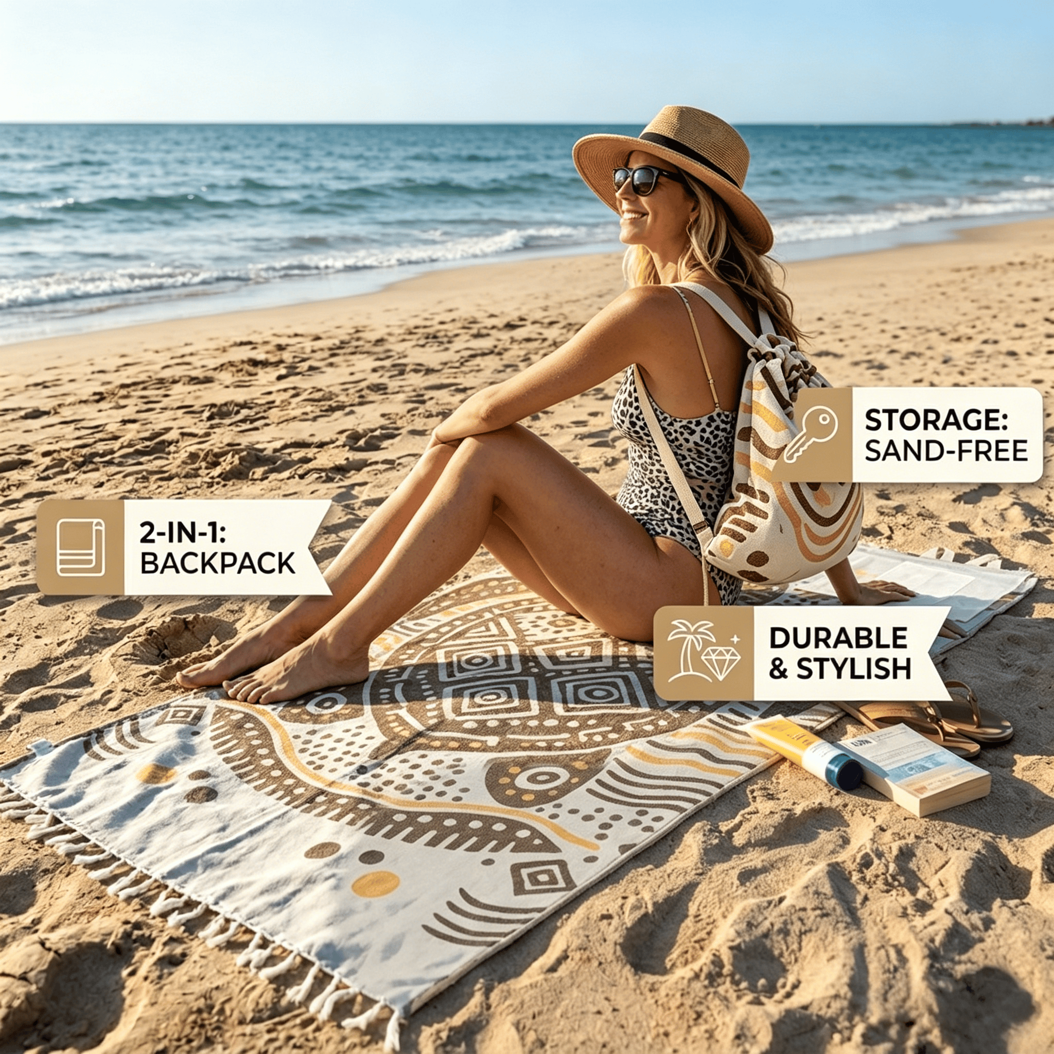 Mroace The 2-in-1 Beach Essential You’ll Use All Summer From Beach Towel to Backpack in Seconds