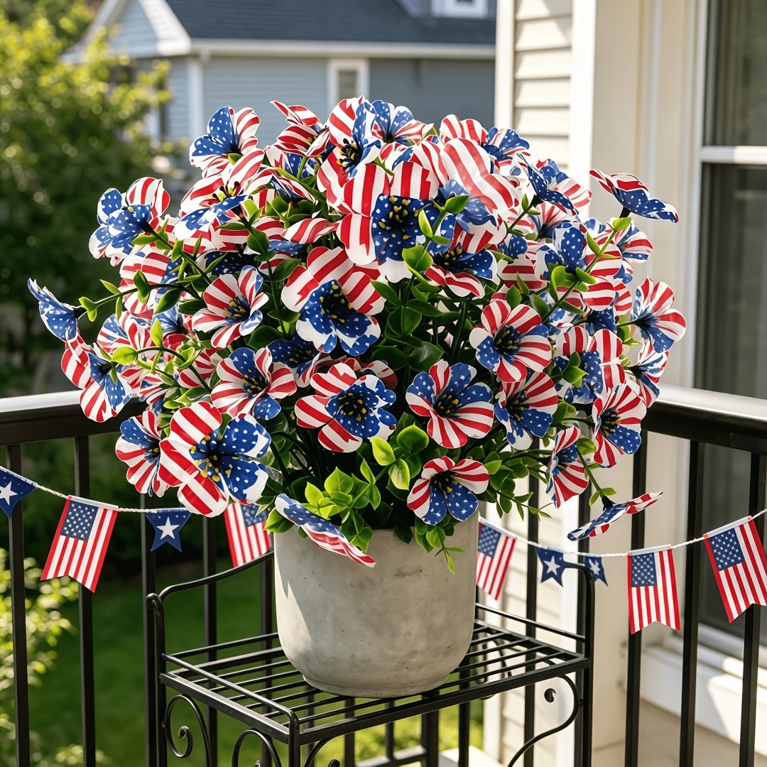 Mroace Patriotic Red White Blue Artificial Flowers