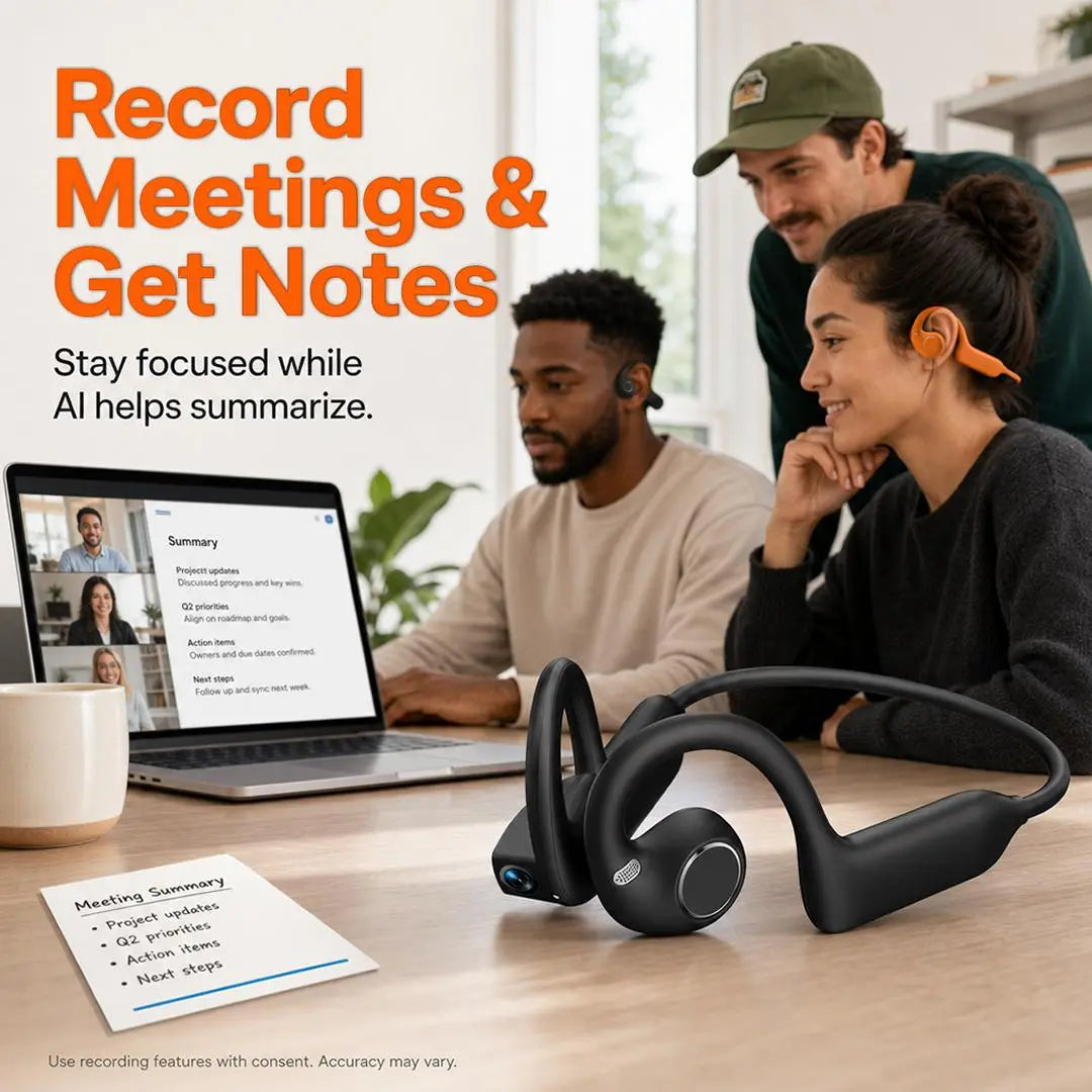 Mroace AI Camera Open-Ear Bluetooth Earbuds with Real-Time Translator