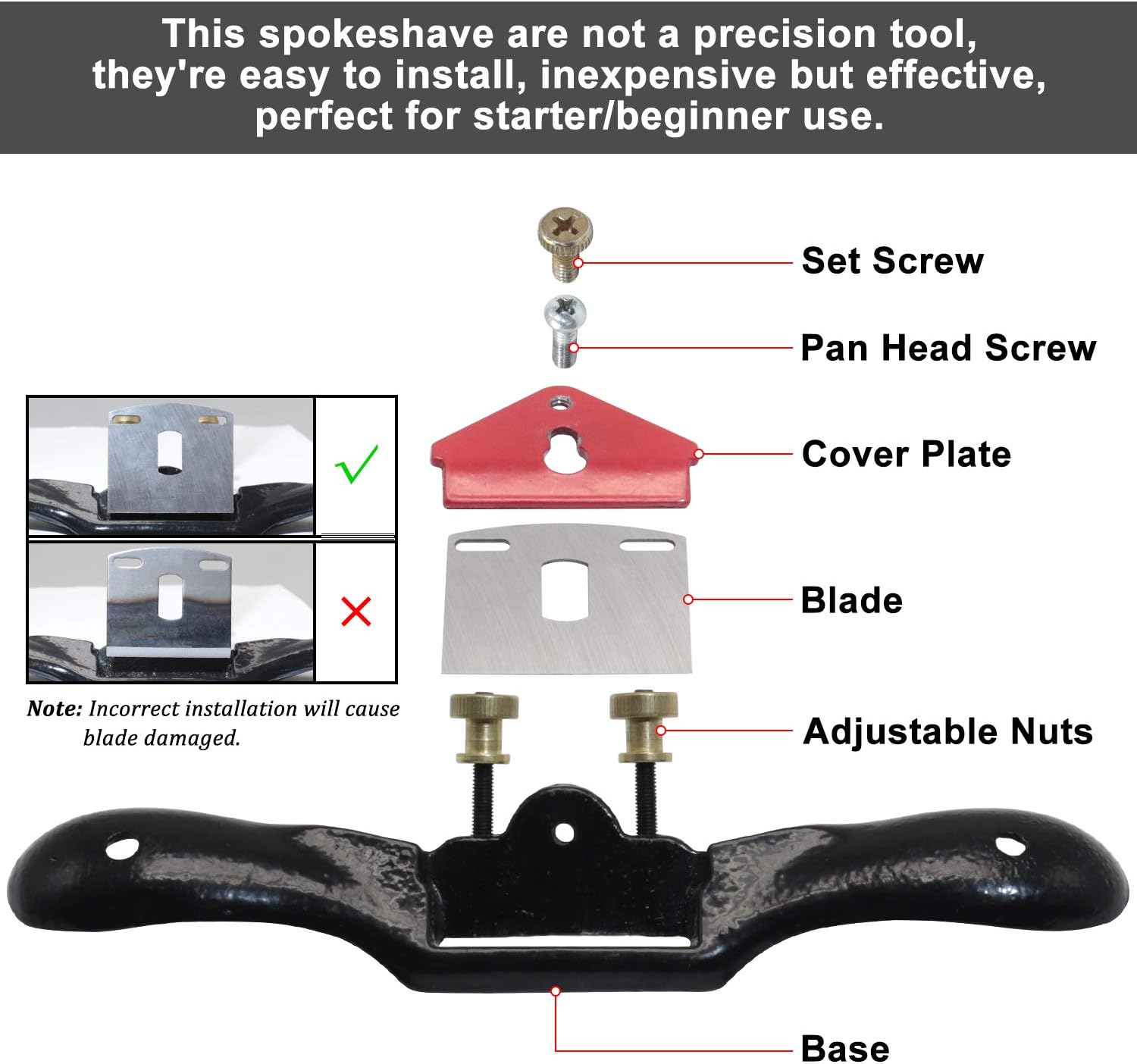 Mroace Adjustable Spokeshave Hand Planer