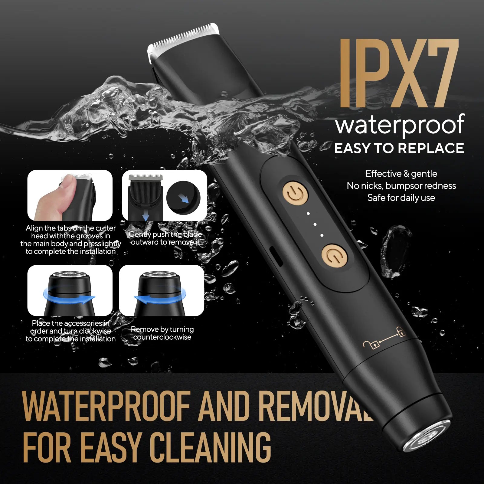 Mroace Waterproof Dual Head Body Hair Trimmer