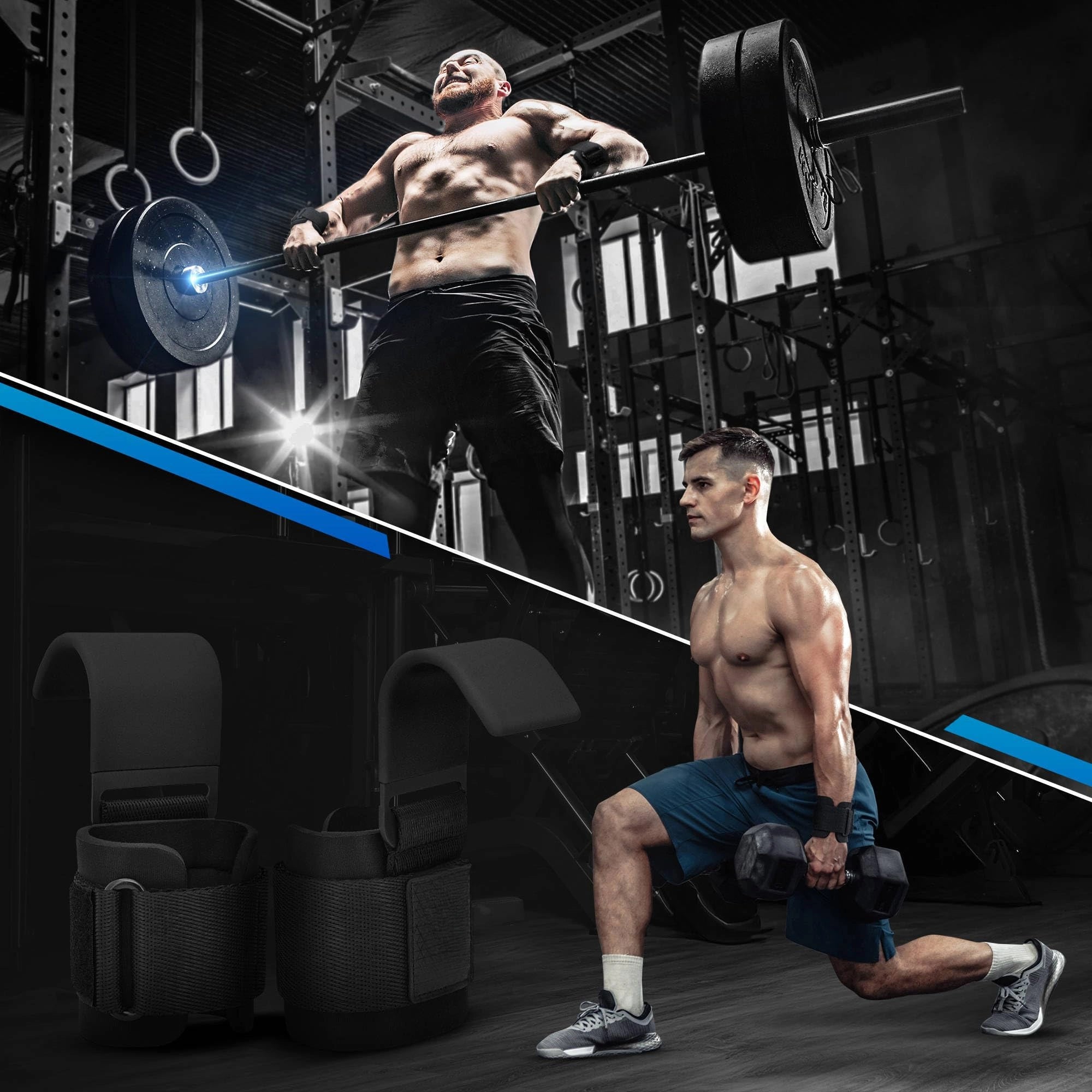 Mroace Neoprene Wrist-Support Weight Lifting Hooks