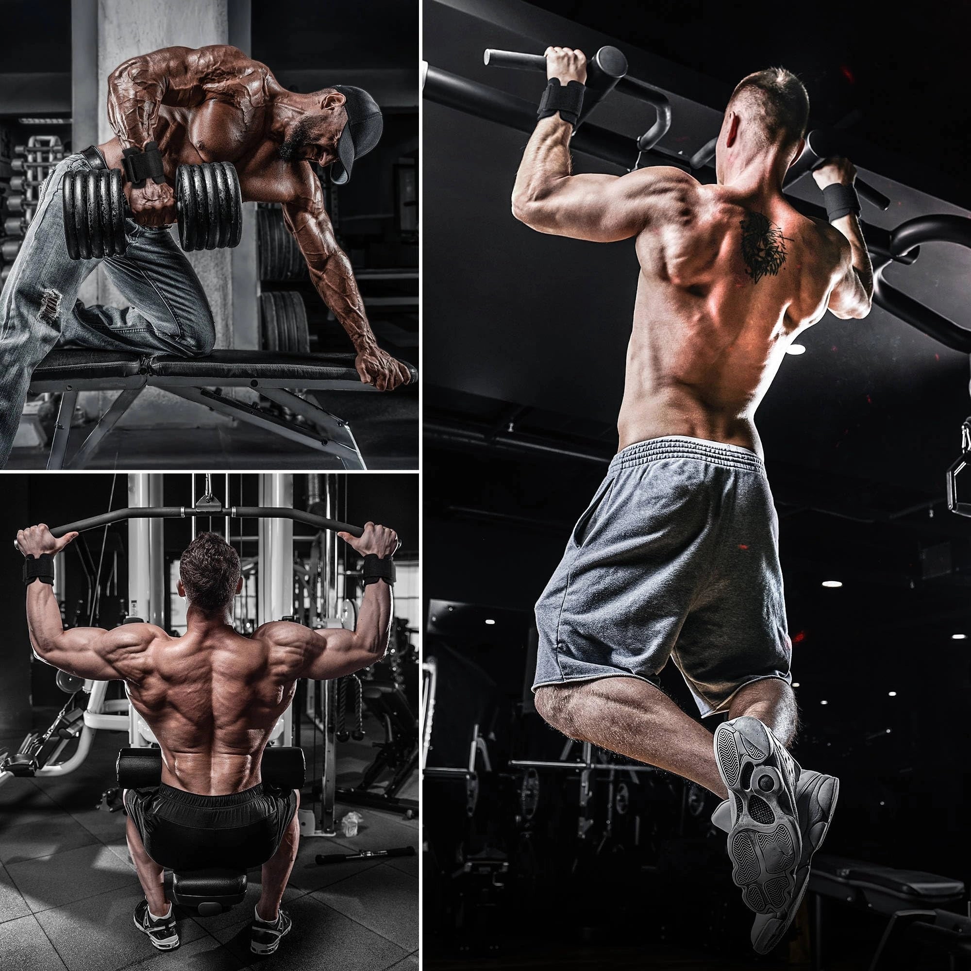 Mroace Neoprene Wrist-Support Weight Lifting Hooks