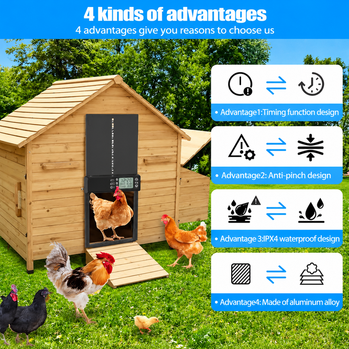 Mroace Automatic Chicken Coop Door With LCD Timer