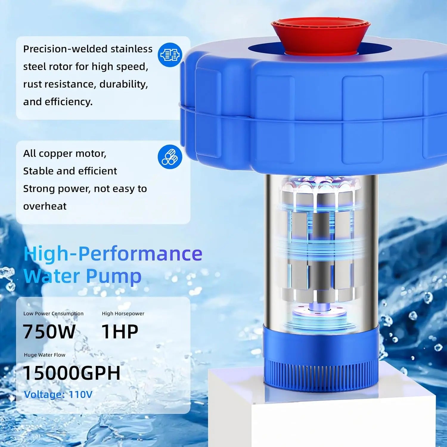 Mroace Fully Automatic Floating Fountain Aerator