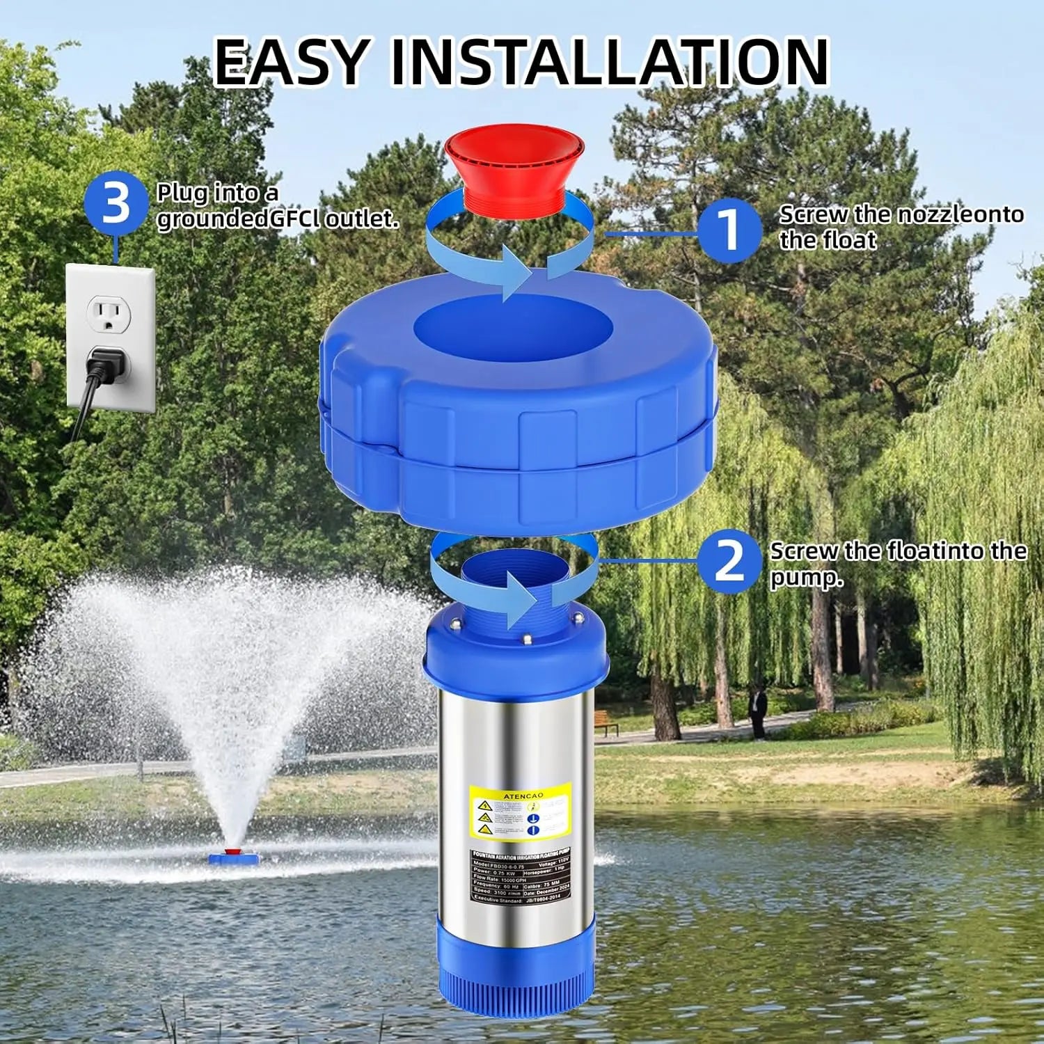 Mroace Fully Automatic Floating Fountain Aerator