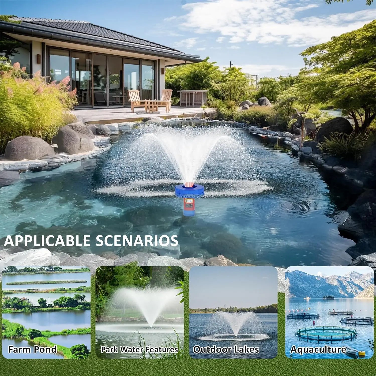 Mroace Fully Automatic Floating Fountain Aerator